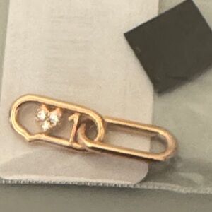 NWT Pandora 14KT Rose gold plated CZ heart double link.